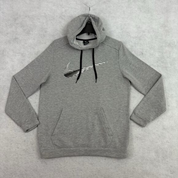 Nike Hoodie Sweatshirt Mens M Grey Big Center Swoosh Dri Fit Pullover DB4215‑063 - Picture 6 of 10